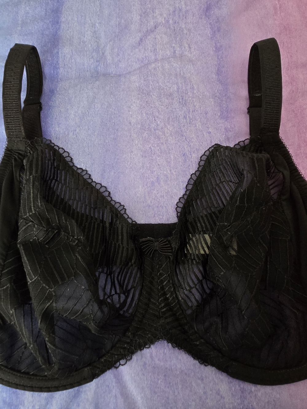 Wacoal Black Lace Underwire Bra with Sheer Stripe Detail Style 855117